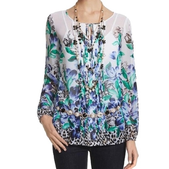 White House Black Market Kismet Pintuck Sheer Blouse NWT